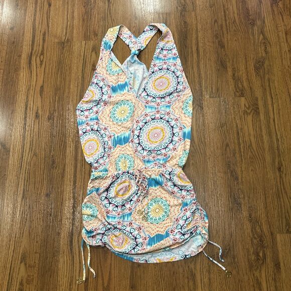 Luli Fama Cover Up Womens Medium Sexy Back Mini Dress Tunic Tank Plunge - Picture 2 of 9